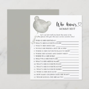 Teddybeer baby shower, Wie kent mama het beste