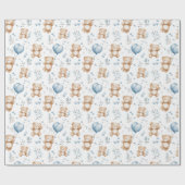 Teddybeer Baby shower Wrapping Paper Cadeaupapier (Vlak)