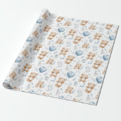 Teddybeer Baby shower Wrapping Paper Cadeaupapier (Uitgerold)