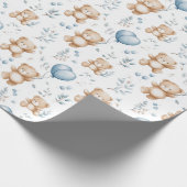Teddybeer Baby shower Wrapping Paper Cadeaupapier (Hoek)