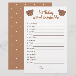 Teddybeer Baby Verjaardag Woord Scrambe Spel