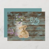 teddybeer babydoucheuitnodigingen kaart (Voorkant / Achterkant)