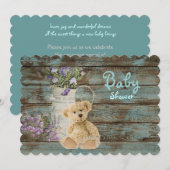  teddybeer babydoucheuitnodigingen kaart (Voorkant / Achterkant)