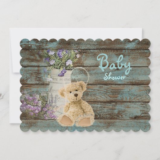  teddybeer babydoucheuitnodigingen kaart (Voorkant)