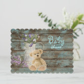  teddybeer babydoucheuitnodigingen kaart (Staand voorkant)