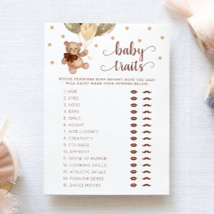 Teddybeer Babygedrag Spel Baby Shower Kaart