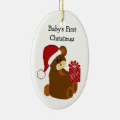 Teddybeer Baby's Eerste Kerstmis Keramisch Ornament (Rechts)