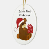 Teddybeer Baby's Eerste Kerstmis Keramisch Ornament (Links)