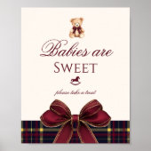 Teddybeer Babys zijn schattig Rood Lint Geruit Poster (Voorkant)