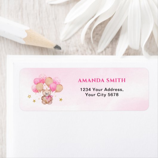 Teddybeer Babyshower Adres Etiket (Insitu)
