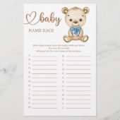 Teddybeer Babyshower Baby Naam Racedspel (Voorkant)