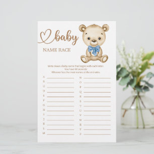 Teddybeer Babyshower Baby Naam Racedspel
