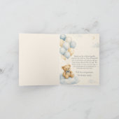Teddybeer Babyshower Bedankkaart (Binnen)