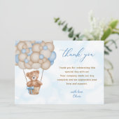 Teddybeer Babyshower Bedankkaart (Staand voorkant)