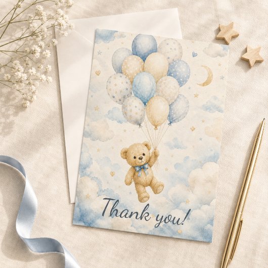 Teddybeer Babyshower Bedankkaart