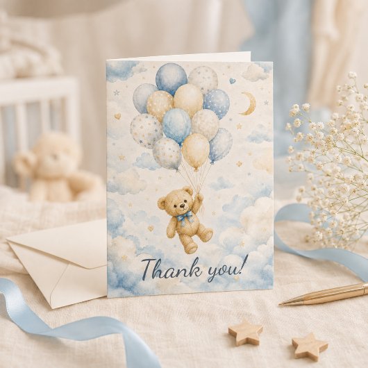 Teddybeer Babyshower Bedankkaart