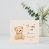 Teddybeer Babyshower Bedankt Briefkaart (Staand voorkant)