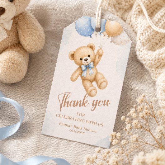 Teddybeer Babyshower Bedankt Cadeaulabel