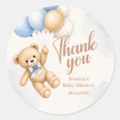 Teddybeer Babyshower Bedankt Ronde Sticker (Voorkant)