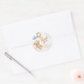Teddybeer Babyshower Bedankt Ronde Sticker (Envelop)