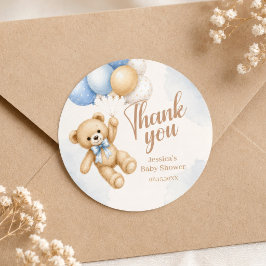 Teddybeer Babyshower Bedankt Ronde Sticker