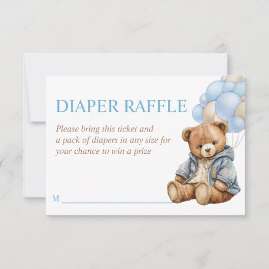 Teddybeer babyshower beerly wait luierspel kaart (Voorkant)