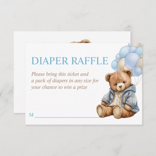 Teddybeer babyshower beerly wait luierspel kaart (Voorkant / Achterkant)