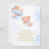 Teddybeer babyshower jongen kaart (Achterkant)
