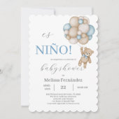 Teddybeer babyshower jongen kaart (Voorkant)
