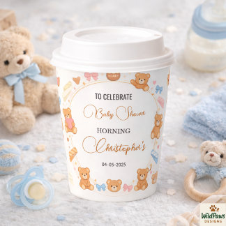 Teddybeer Babyshower Jongen | Knuffel Beer Papieren Bekers