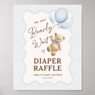 Teddybeer Babyshower Jongen Luierspel Poster