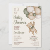 Teddybeer Babyshower Jongens Uitnodiging (Voorkant)