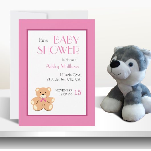 Teddybeer Babyshower Kaart