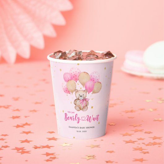 Teddybeer babyshower papieren bekers (Insitu)