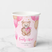 Teddybeer babyshower papieren bekers (Achterkant)