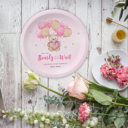 Teddybeer babyshower papieren bordje