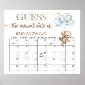 Teddybeer Babyshower Raad de datum kalender Pos Poster (Voorkant)