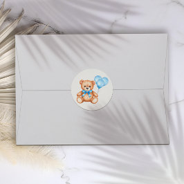 Teddybeer-babyshower Ronde Sticker