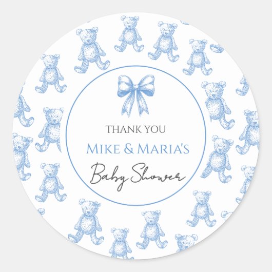 Teddybeer babyshower Sticker (Voorkant)
