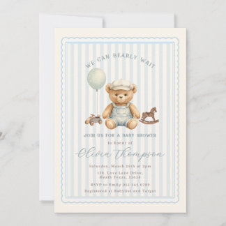 Teddybeer Babyshower Uitnodiging