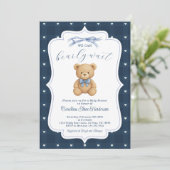 Teddybeer Babyshower Uitnodiging (Staand voorkant)