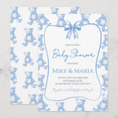 Teddybeer babyshower uitnodiging (Voorkant / Achterkant)