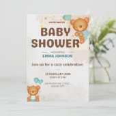 Teddybeer Babyshower Uitnodiging (Staand voorkant)