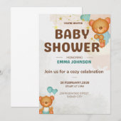 Teddybeer Babyshower Uitnodiging (Voorkant / Achterkant)
