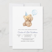 Teddybeer babyshower uitnodiging (Voorkant)
