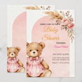 Teddybeer Babyshower Uitnodiging (Voorkant / Achterkant)