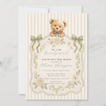 Teddybeer Babyshower Uitnodiging