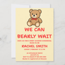 Teddybeer Babyshower Uitnodiging