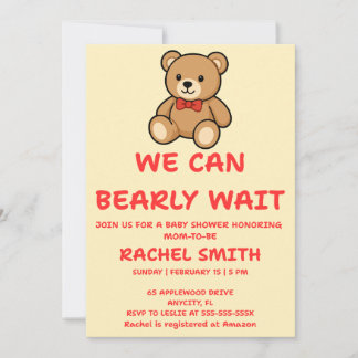 Teddybeer Babyshower Uitnodiging
