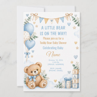 Teddybeer Babyshower Uitnodiging Aangepaste Naam